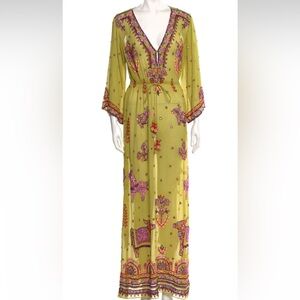 RARE & NEW Calypso St. Barth Mexico Beaded Silk Dress Kaftan M